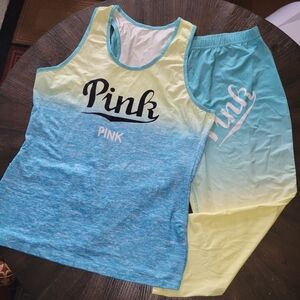 Pink Blue and Yellow Tank Top and Shorts Set